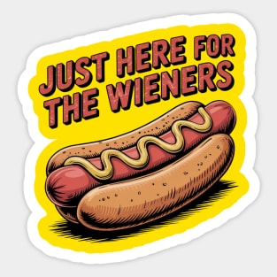 Just Here For The Wieners Funny 4th of July Hot Dog USA Sticker